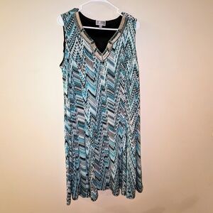 JM Collection Midi Sheath Dress Size XL with beaded neckline Lined top